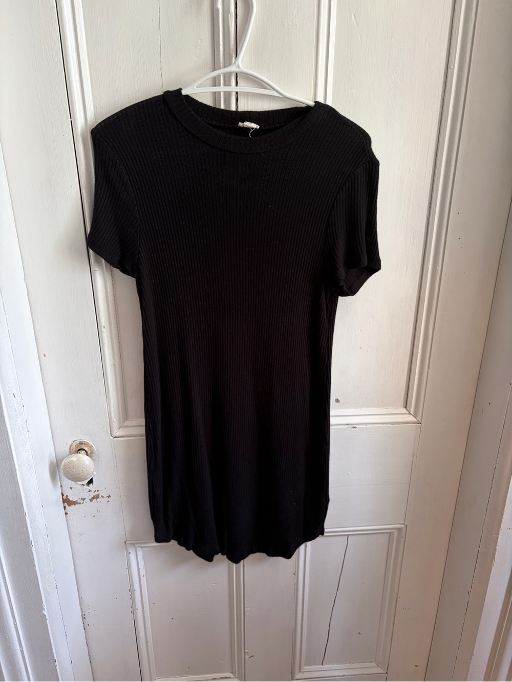 Garage Black Ribbed Short-Sleeve dress